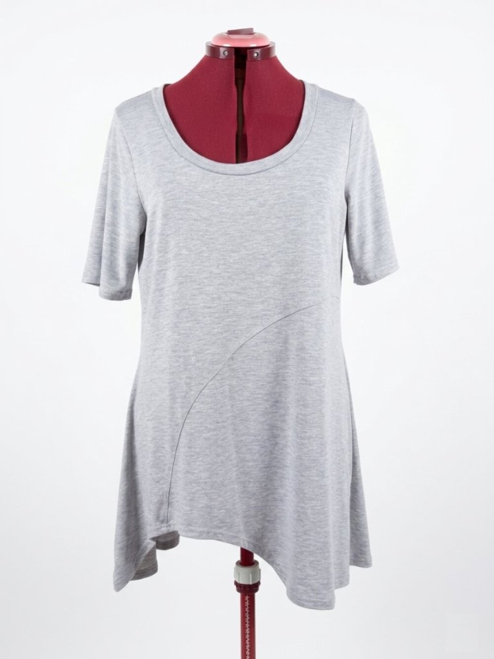 STRAZZI - Asymmetrical Sharkbite Hem Tunic – Heather Grey Medium